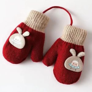 Bunny Mittens - Maroon