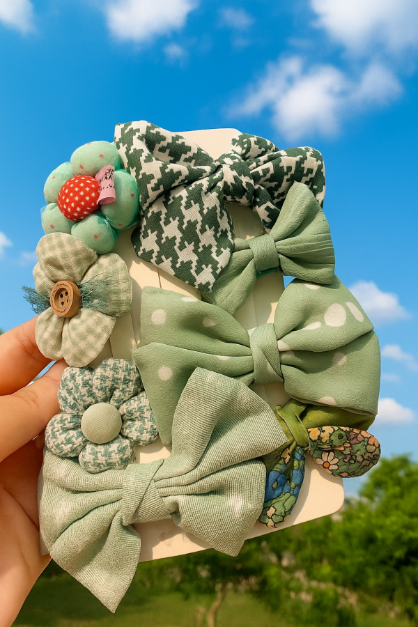 8pcs Green Hair Clips Set
