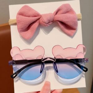 2pcs Pink Glasses & bowknot headband