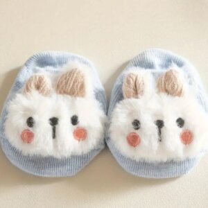 Furry Bunny Socks - Blue