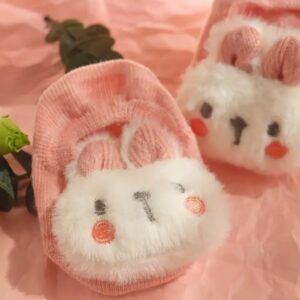 Furry Bunny Socks - Pink