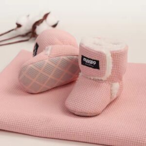 Cozy Baby Booties with Plush Lining - Pink
